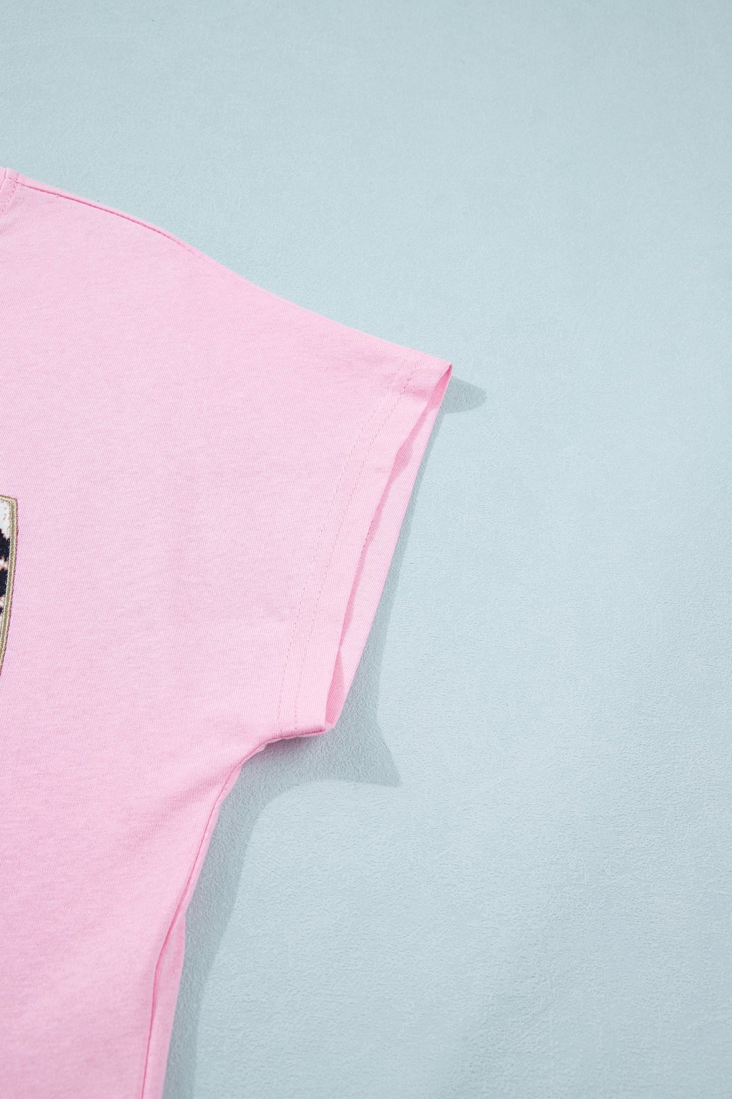 Cotton T-shirt with embroidered leopard bow and crew neck