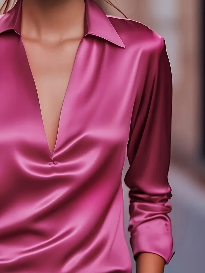 Eva™ | Premium V-Neck Satin Blouse