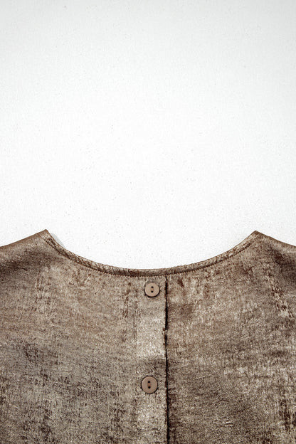 Top Metallic Gold Sleeveless with Round Neck and Ruffles