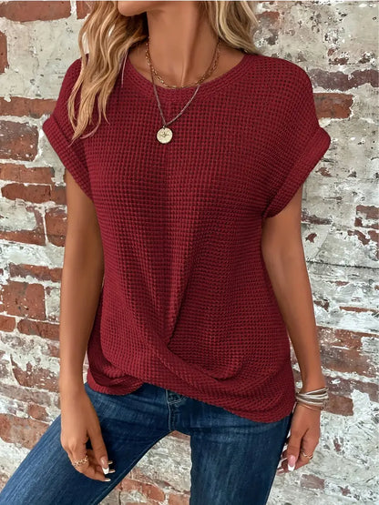 Women's Summer T-shirt with Short Sleeves and Crew Neck in Lightweight Fabric