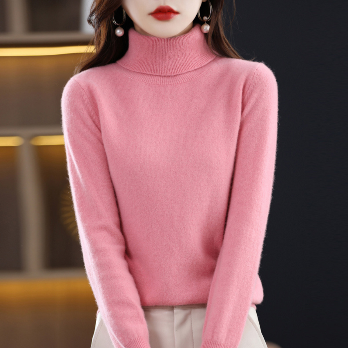 Elena Cashmere-Feel Turtleneck