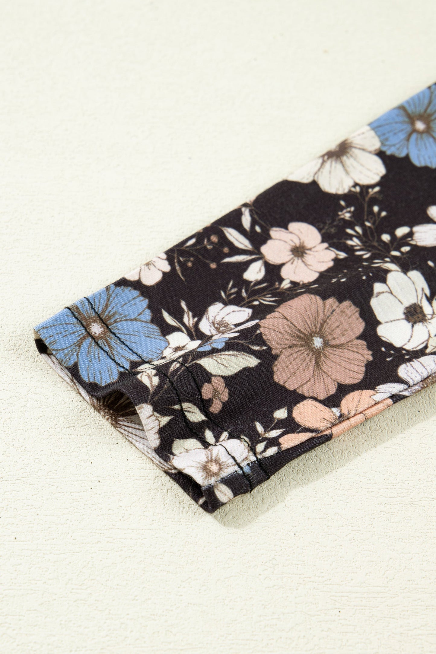 Slim Long Sleeve T-shirt with Black Floral Print