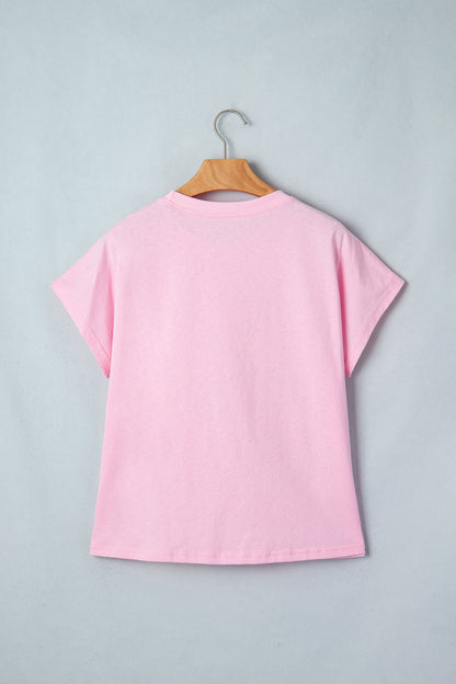 Cotton T-shirt with embroidered leopard bow and crew neck