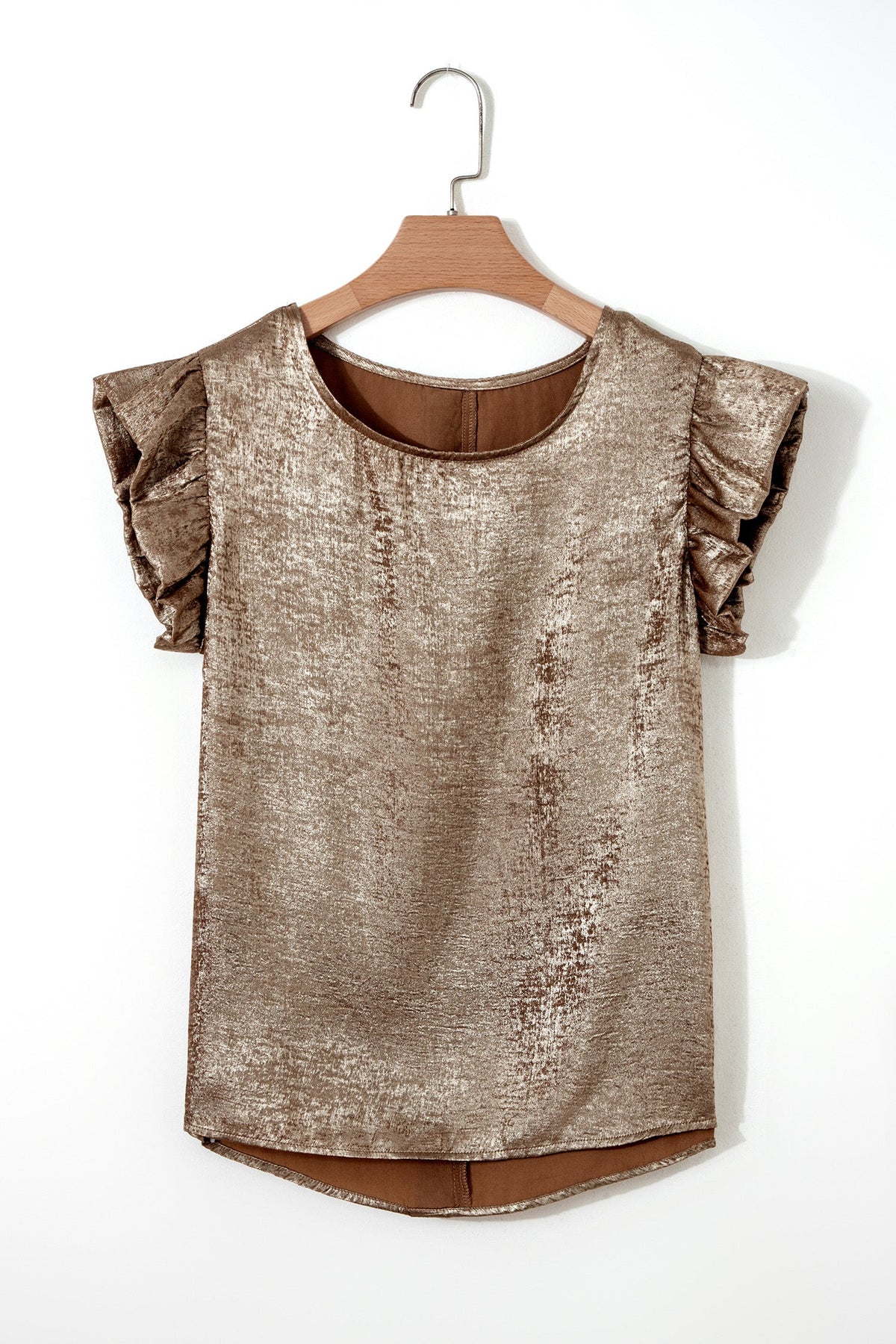 Top Metallic Gold Sleeveless with Round Neck and Ruffles