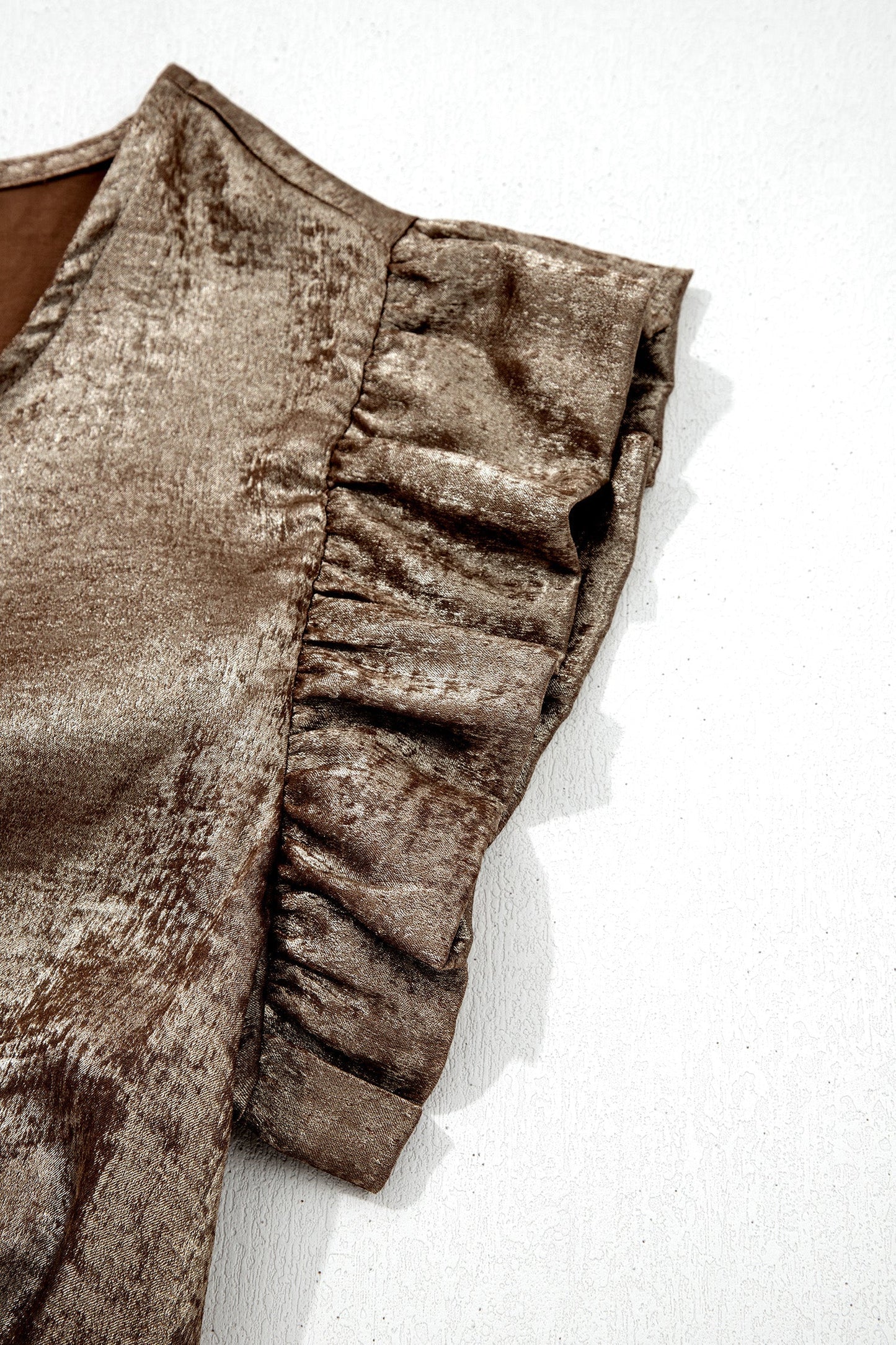 Top Metallic Gold Sleeveless with Round Neck and Ruffles