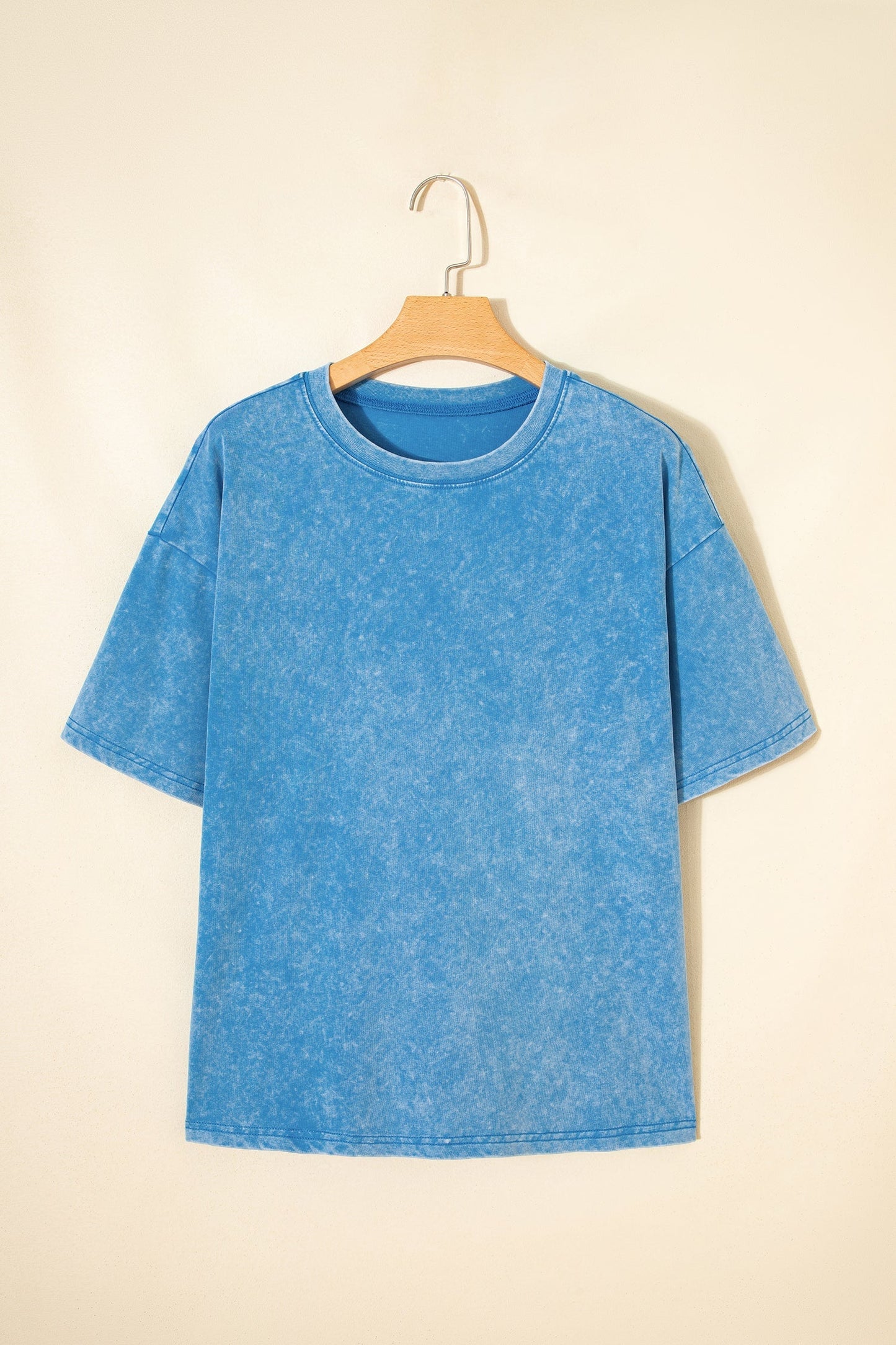Oversized Blue T-shirt with Mineral Wash Effect