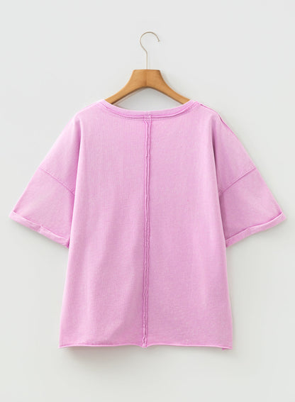 Wide T-shirt with mineral wash and dropped shoulder