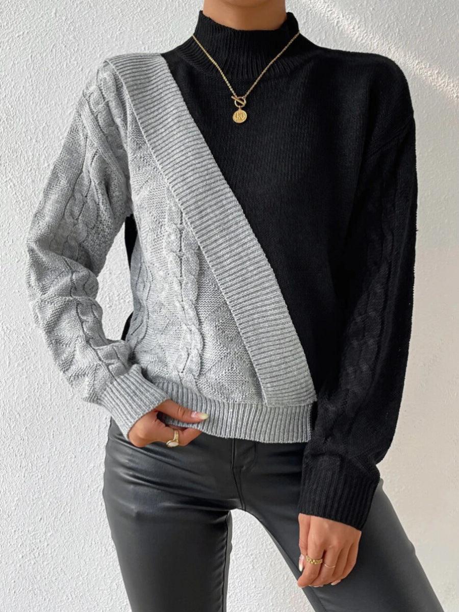 Eloise Split Cable Mock Neck Sweater