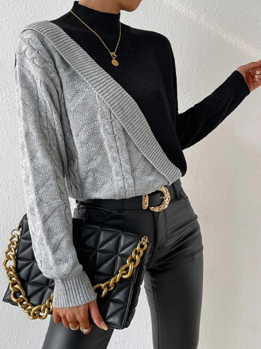 Eloise Split Cable Mock Neck Sweater