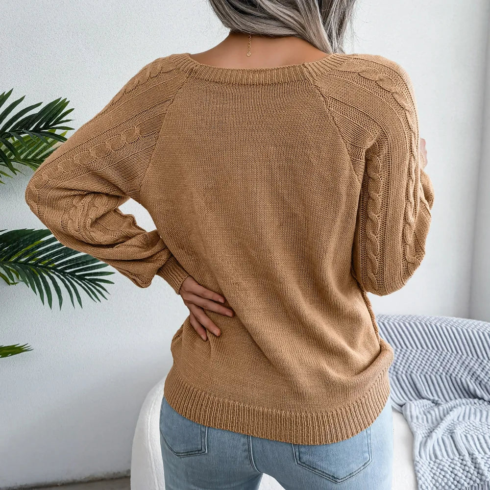 Eloise-Jane Square Neck Cable Sweater