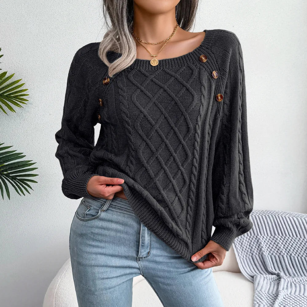 Eloise-Jane Square Neck Cable Sweater