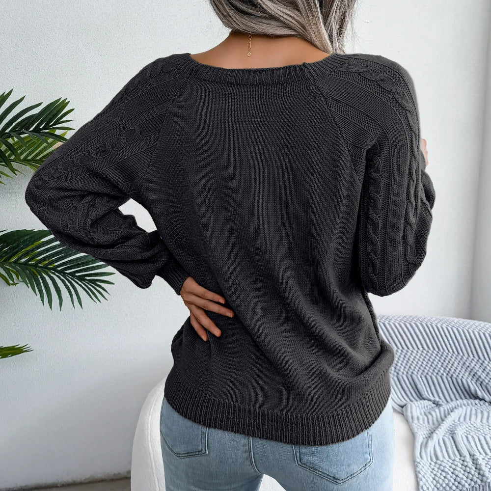 Eloise-Jane Square Neck Cable Sweater