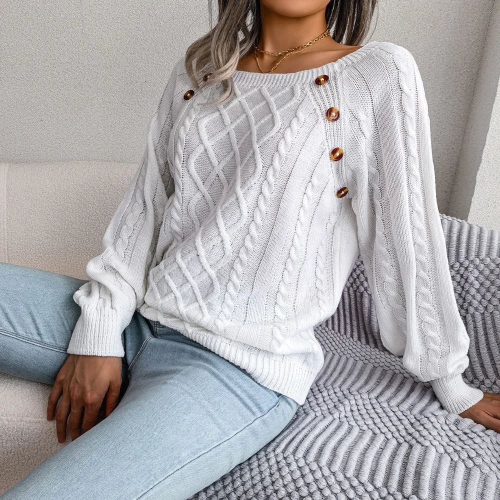 Eloise-Jane Square Neck Cable Sweater