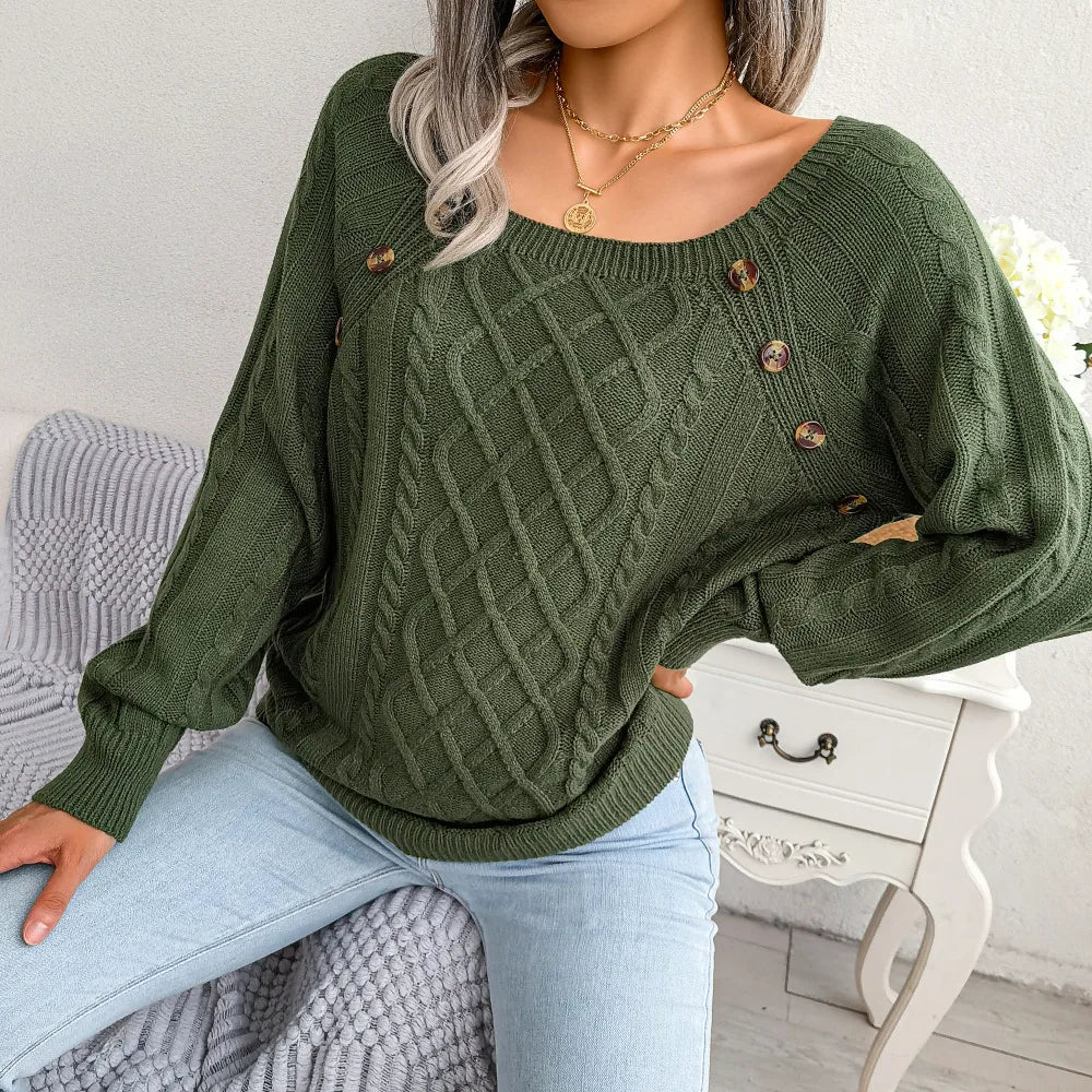Eloise-Jane Square Neck Cable Sweater