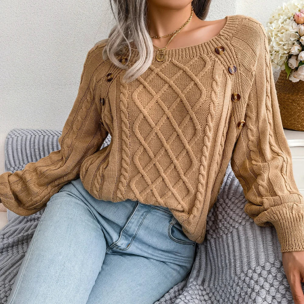 Eloise-Jane Square Neck Cable Sweater