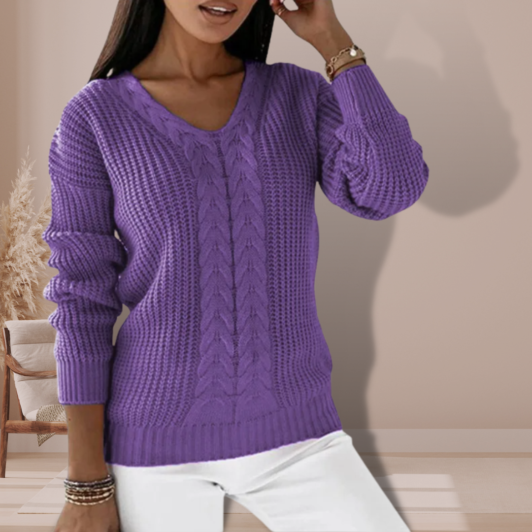 Brisa Center Cable V-Neck Sweater