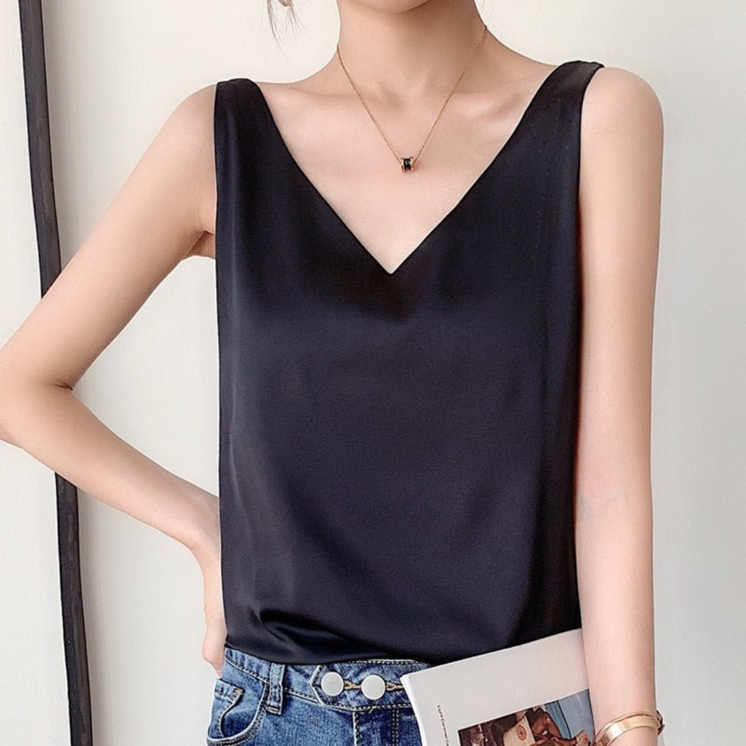 Camila | Women's Sleeveless Draped Top | V-Neck | Soft Fabric
