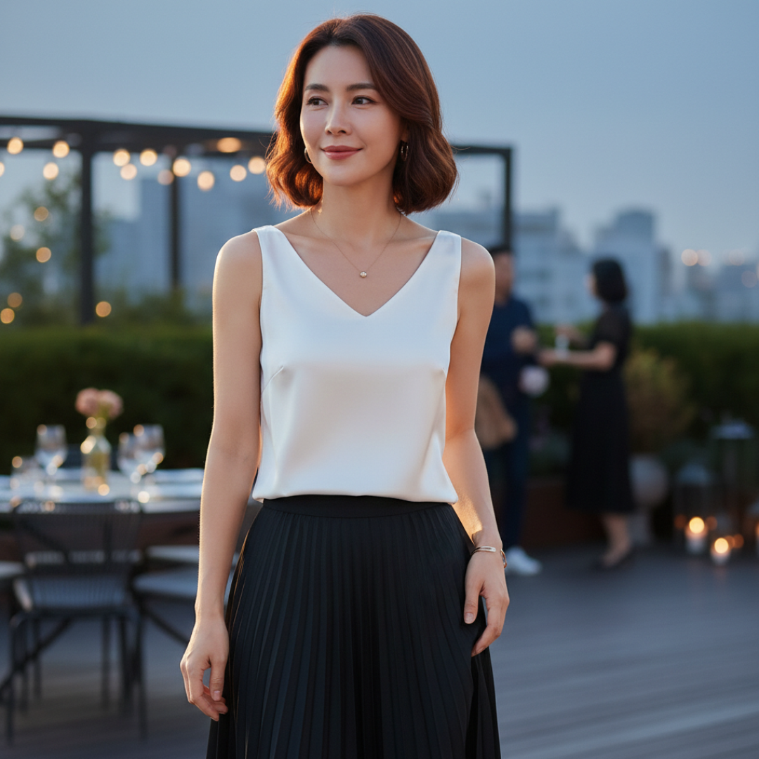 Camila | Women's Sleeveless Draped Top | V-Neck | Soft Fabric