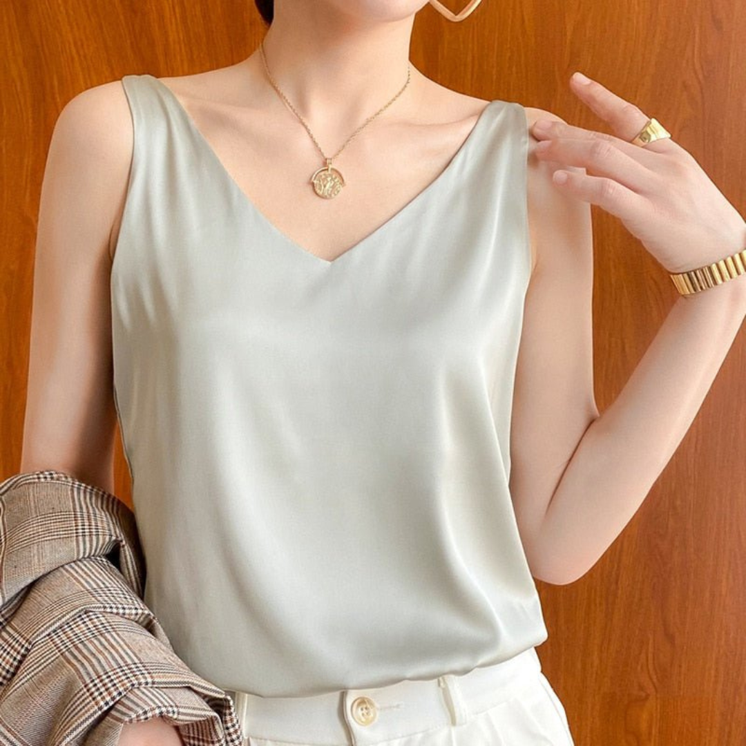 Camila | Women's Sleeveless Draped Top | V-Neck | Soft Fabric