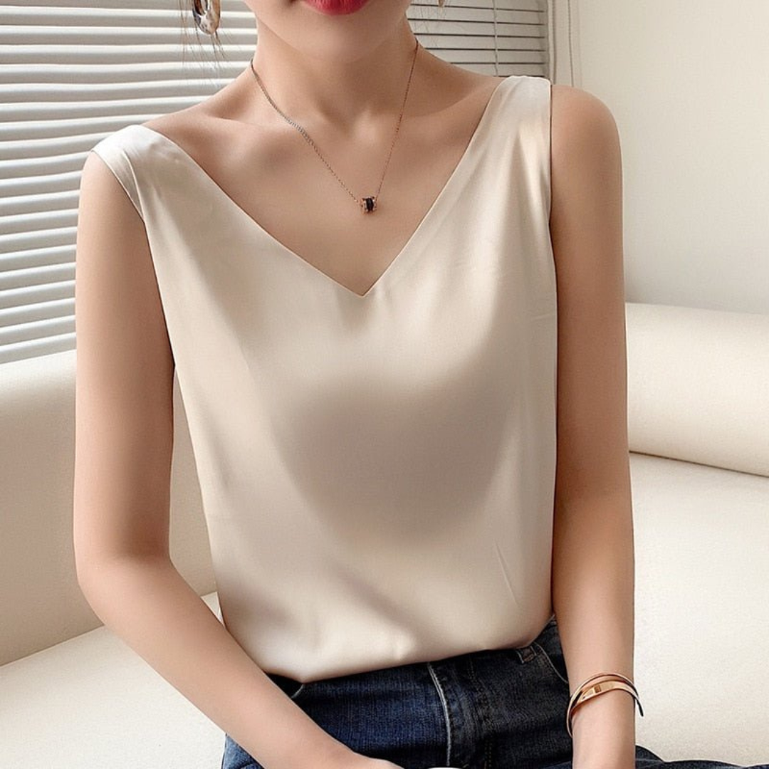 Camila | Women's Sleeveless Draped Top | V-Neck | Soft Fabric