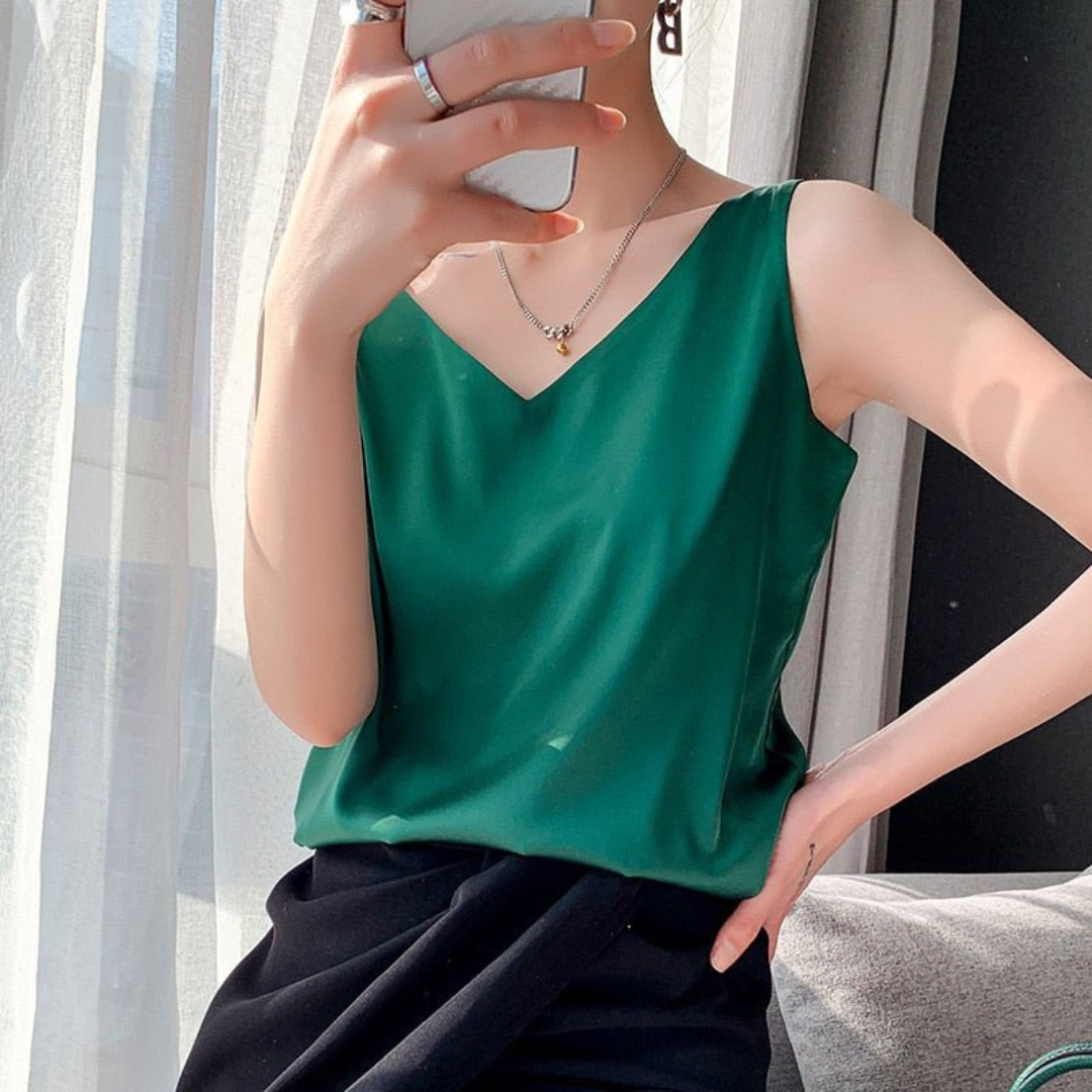 Camila | Women's Sleeveless Draped Top | V-Neck | Soft Fabric