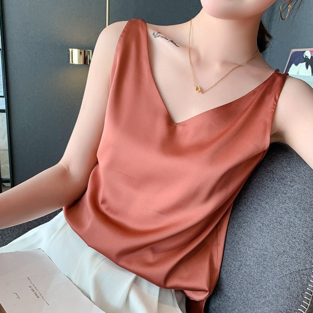 Camila | Women's Sleeveless Draped Top | V-Neck | Soft Fabric