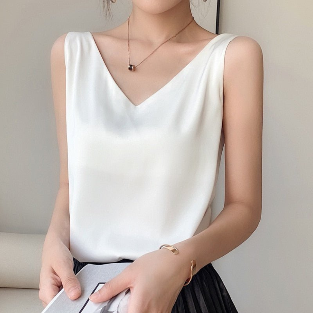 Camila | Women's Sleeveless Draped Top | V-Neck | Soft Fabric