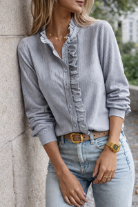 Harper | Women's Shirt with Ruching Detail and Buttons