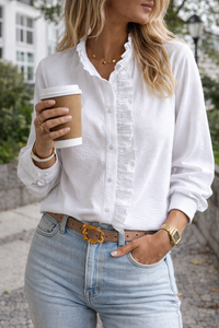 Harper | Women's Shirt with Ruching Detail and Buttons