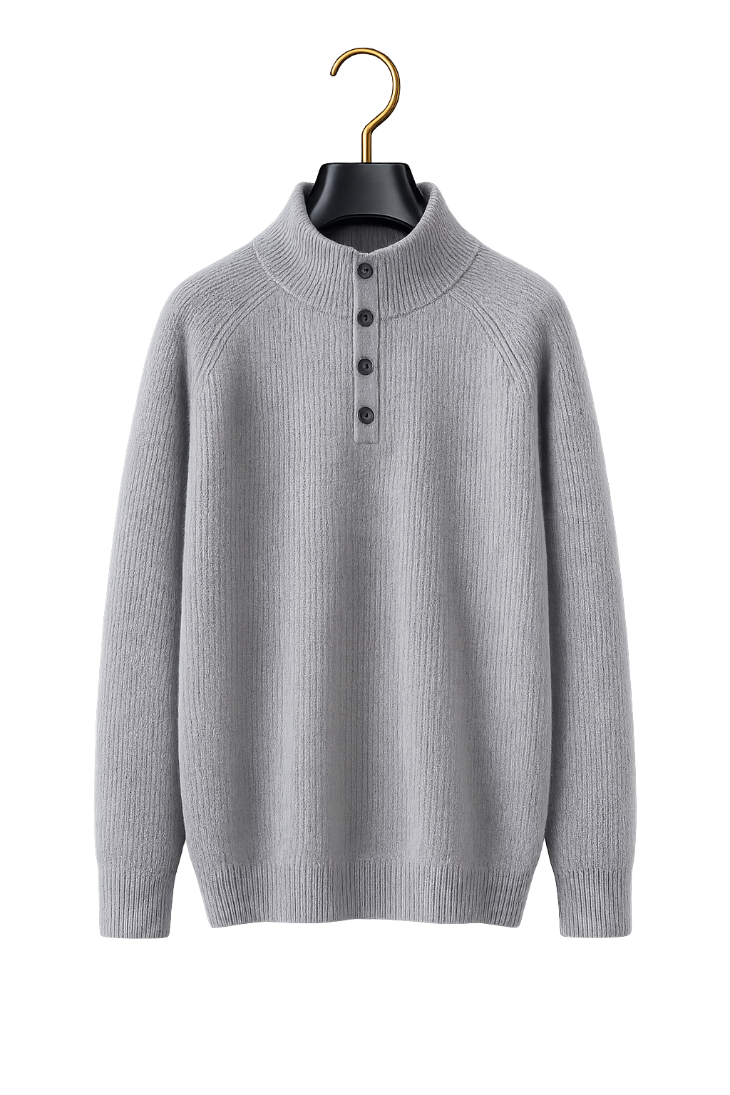 Maison Cashmere-Feel Mock-Neck Henley