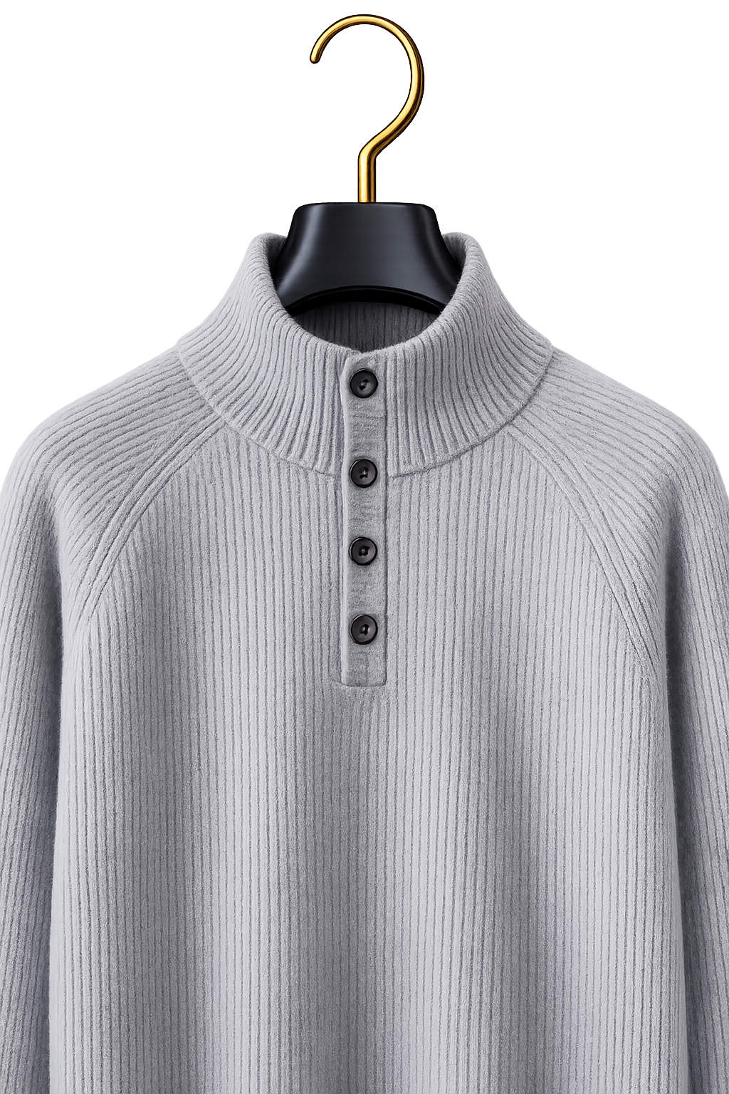 Maison Cashmere-Feel Mock-Neck Henley