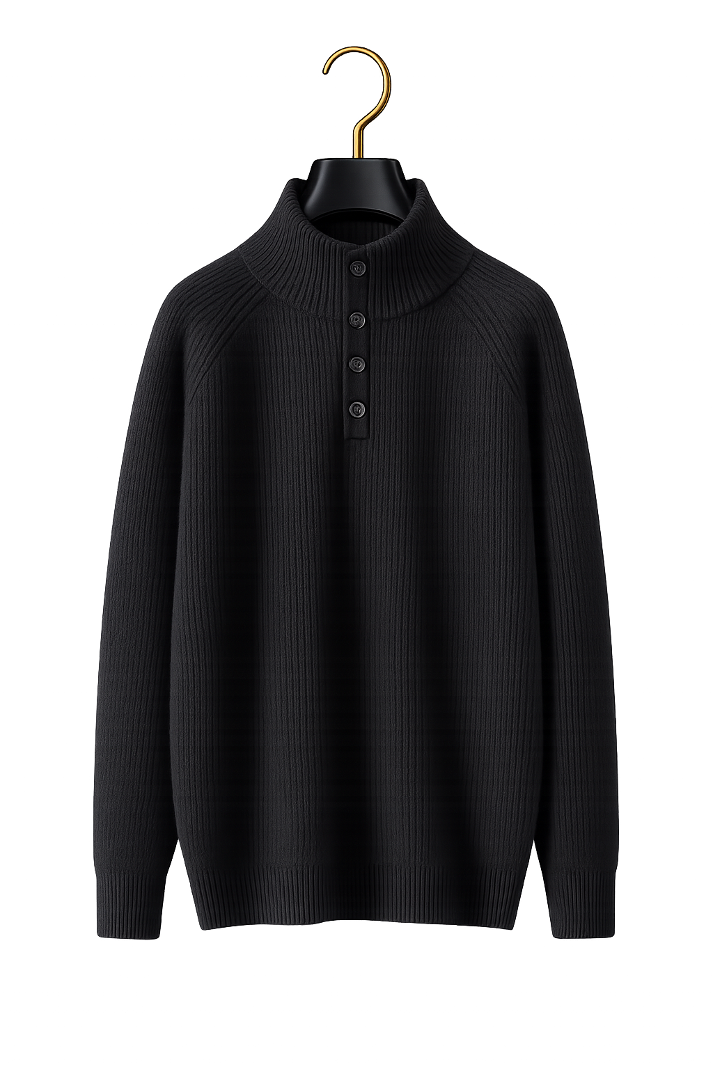 Maison Cashmere-Feel Mock-Neck Henley