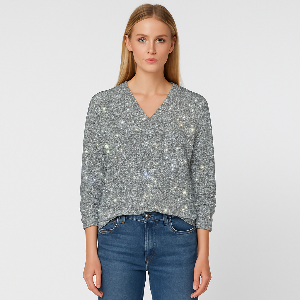Valerios Fashion women's glitter long sleeve sweater