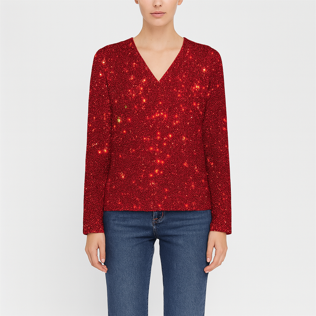 Valerios Fashion women's glitter long sleeve sweater