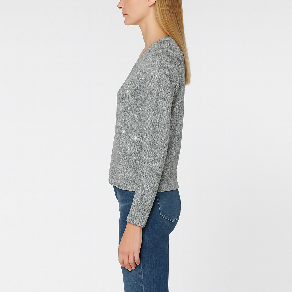 Valerios Fashion women's glitter long sleeve sweater