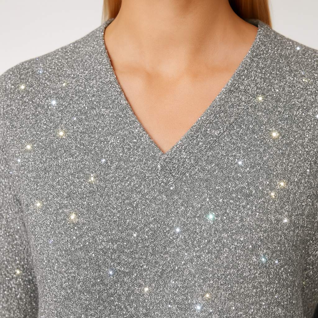 Valerios Fashion women's glitter long sleeve sweater