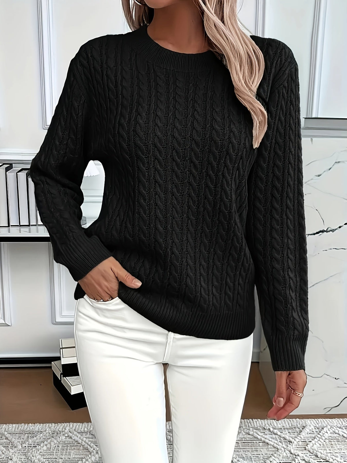 Carys-Belle Chunky Cable Crewneck