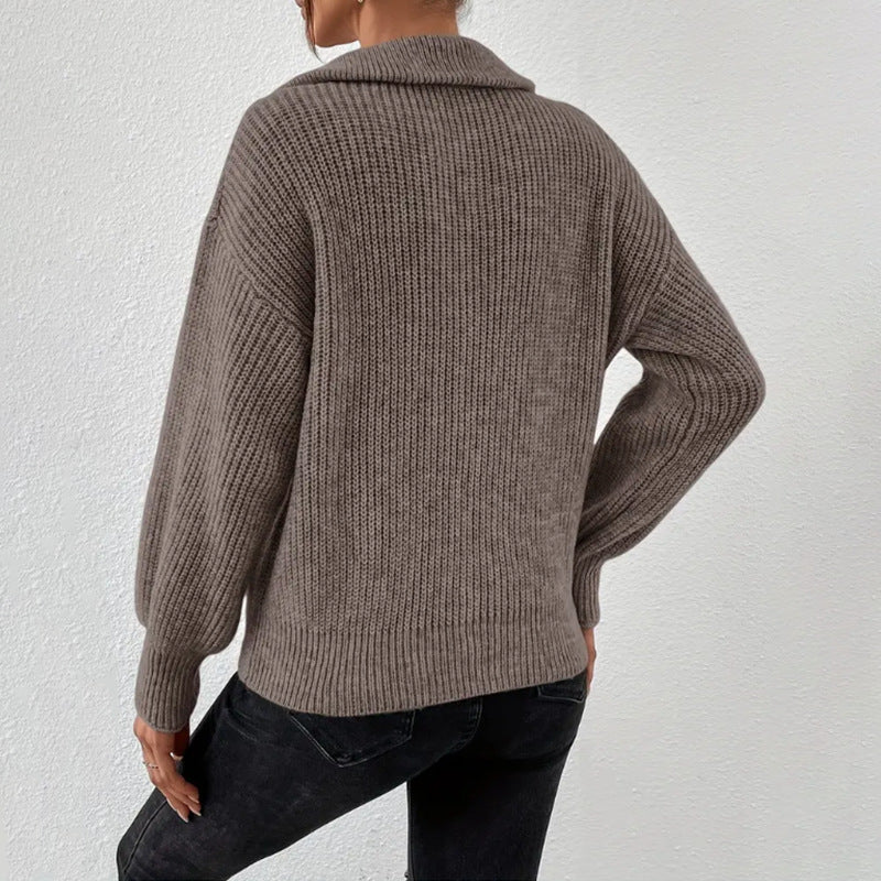 Estelle-Mae Chunky Wide Collar Half-Zip