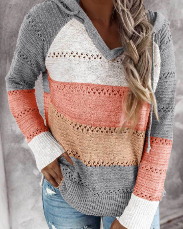 Ursula Striped Color Block Knit Hoodie