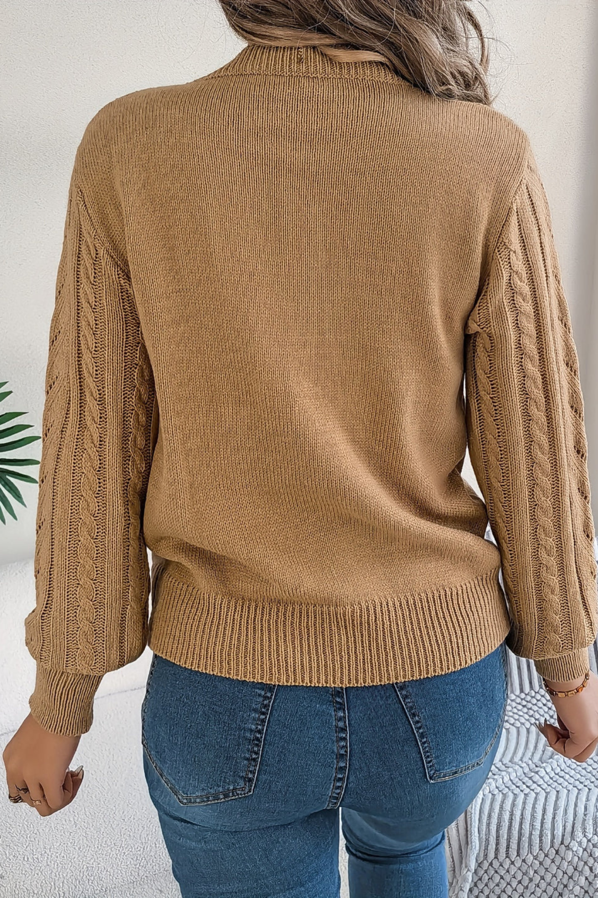 June Chevron Cable Crewneck Sweater