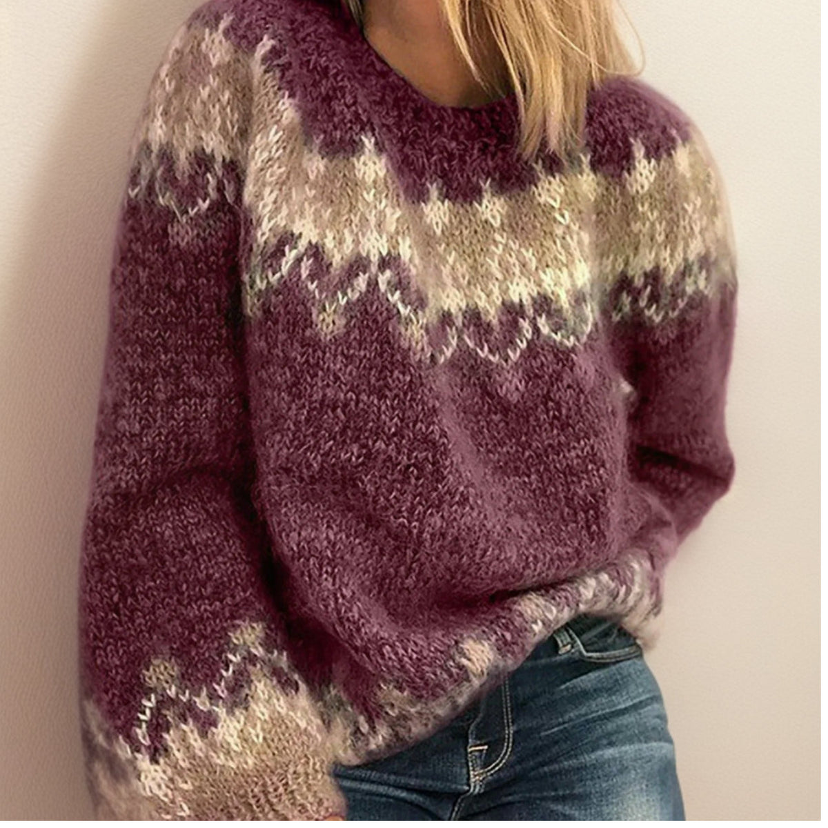 Gia-Skye Brushed Nordic Yoke Sweater