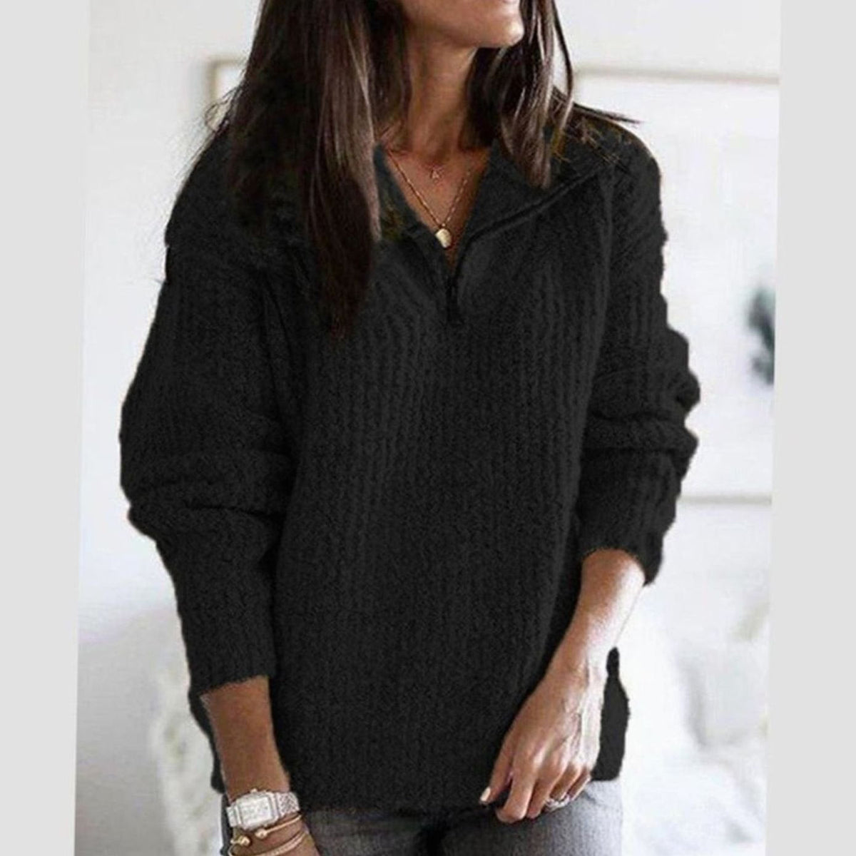 Kerensa Cable Half-Zip Collar Sweater