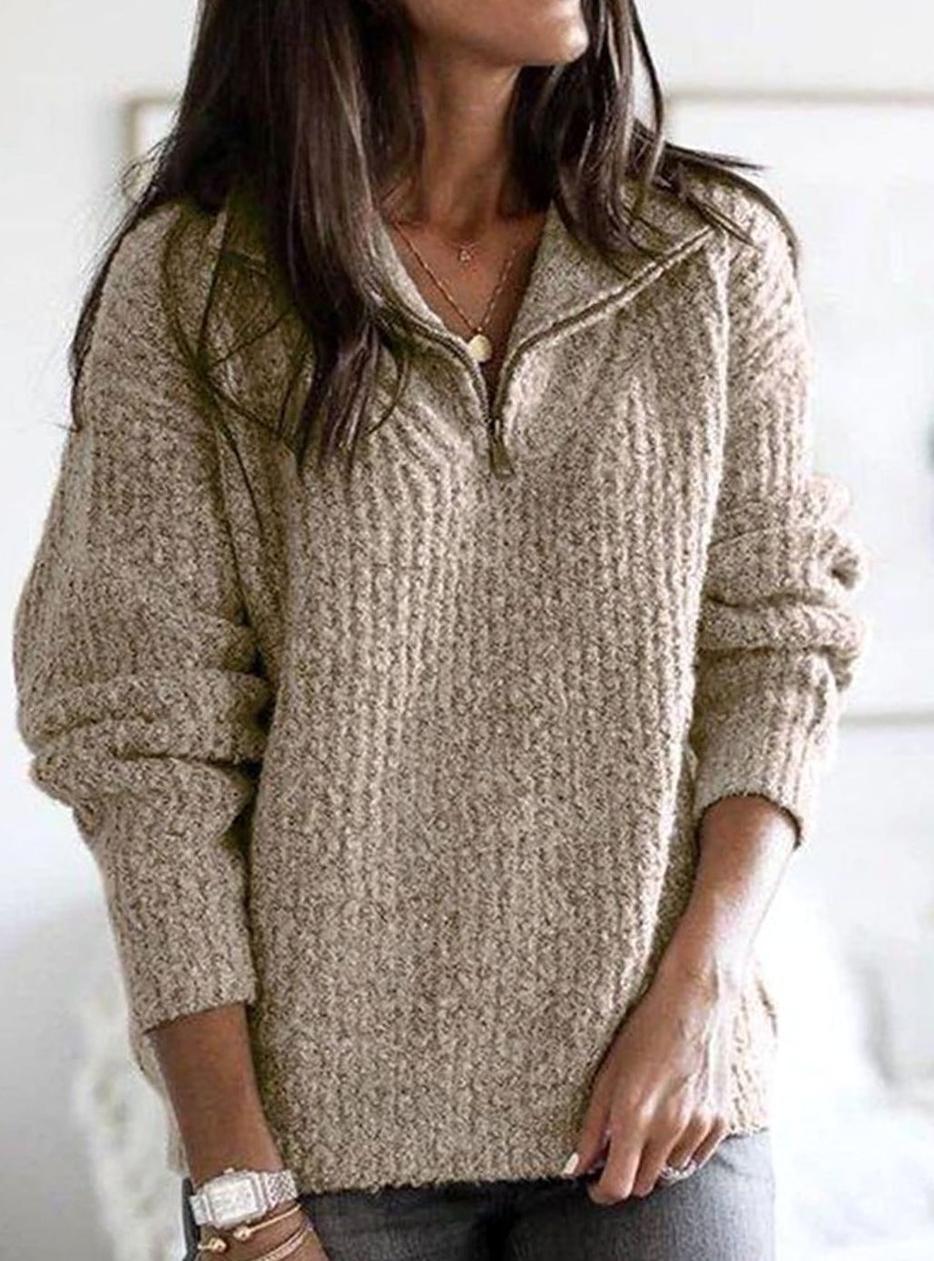 Kerensa Cable Half-Zip Collar Sweater