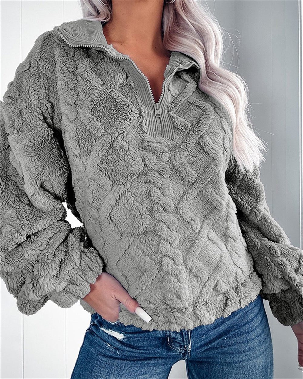 Primrose-Hope Plush Fleece Quarter-Zip