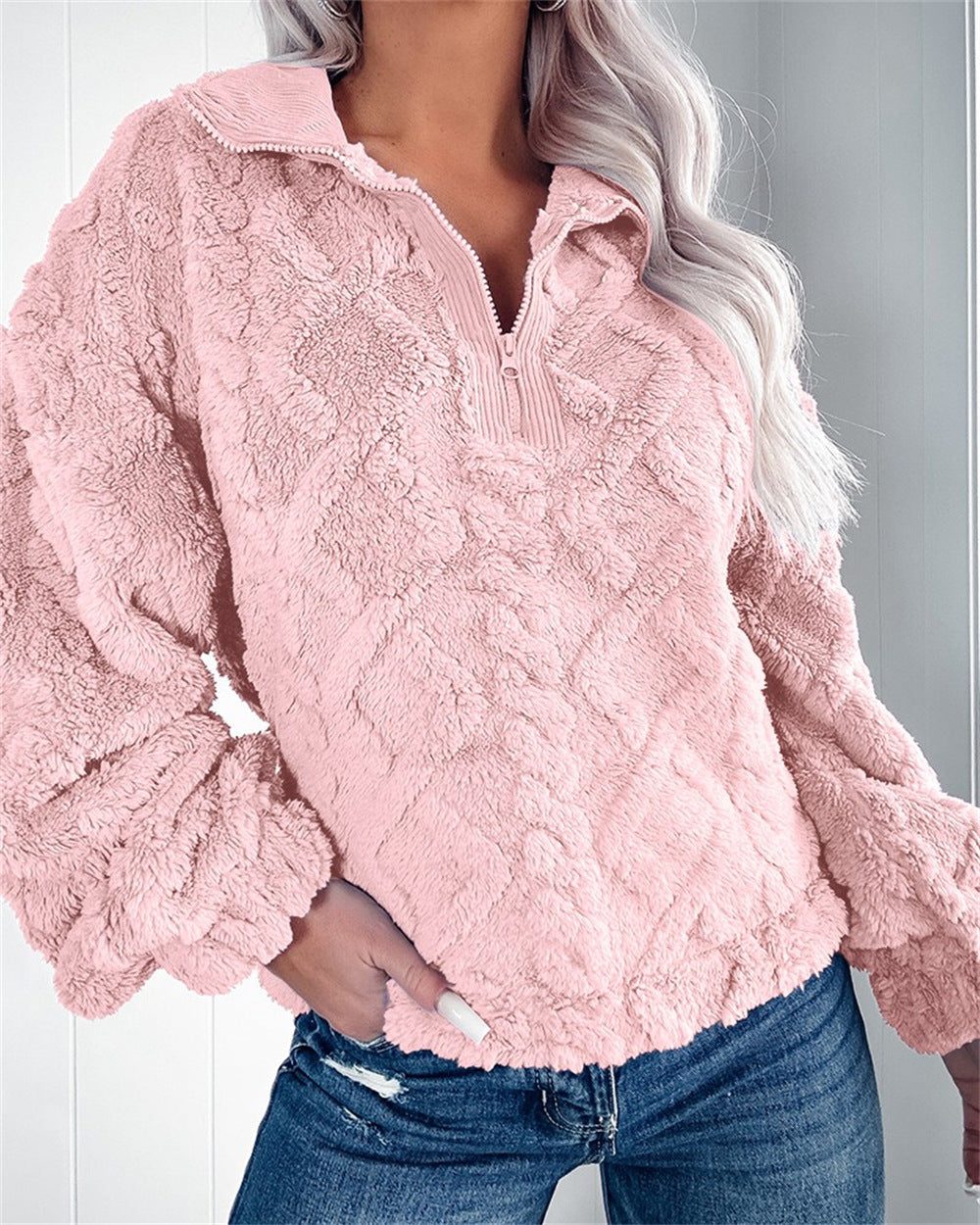 Primrose-Hope Plush Fleece Quarter-Zip