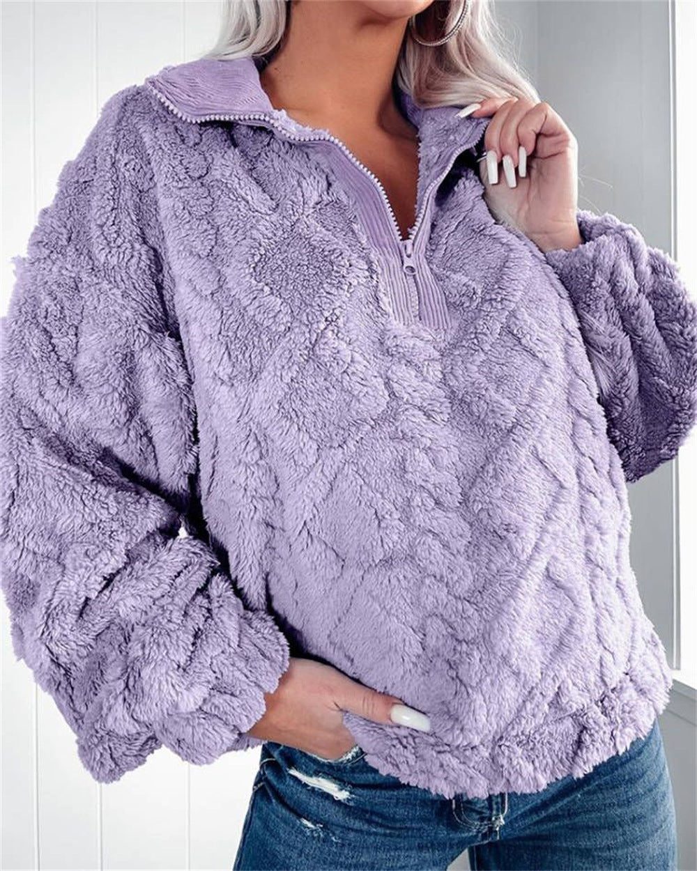 Primrose-Hope Plush Fleece Quarter-Zip