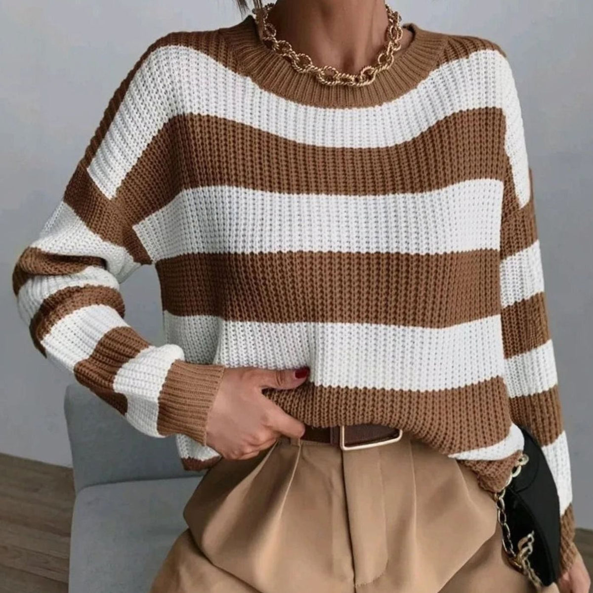 Sonja-Dawn Two-Tone Stripe Sweater