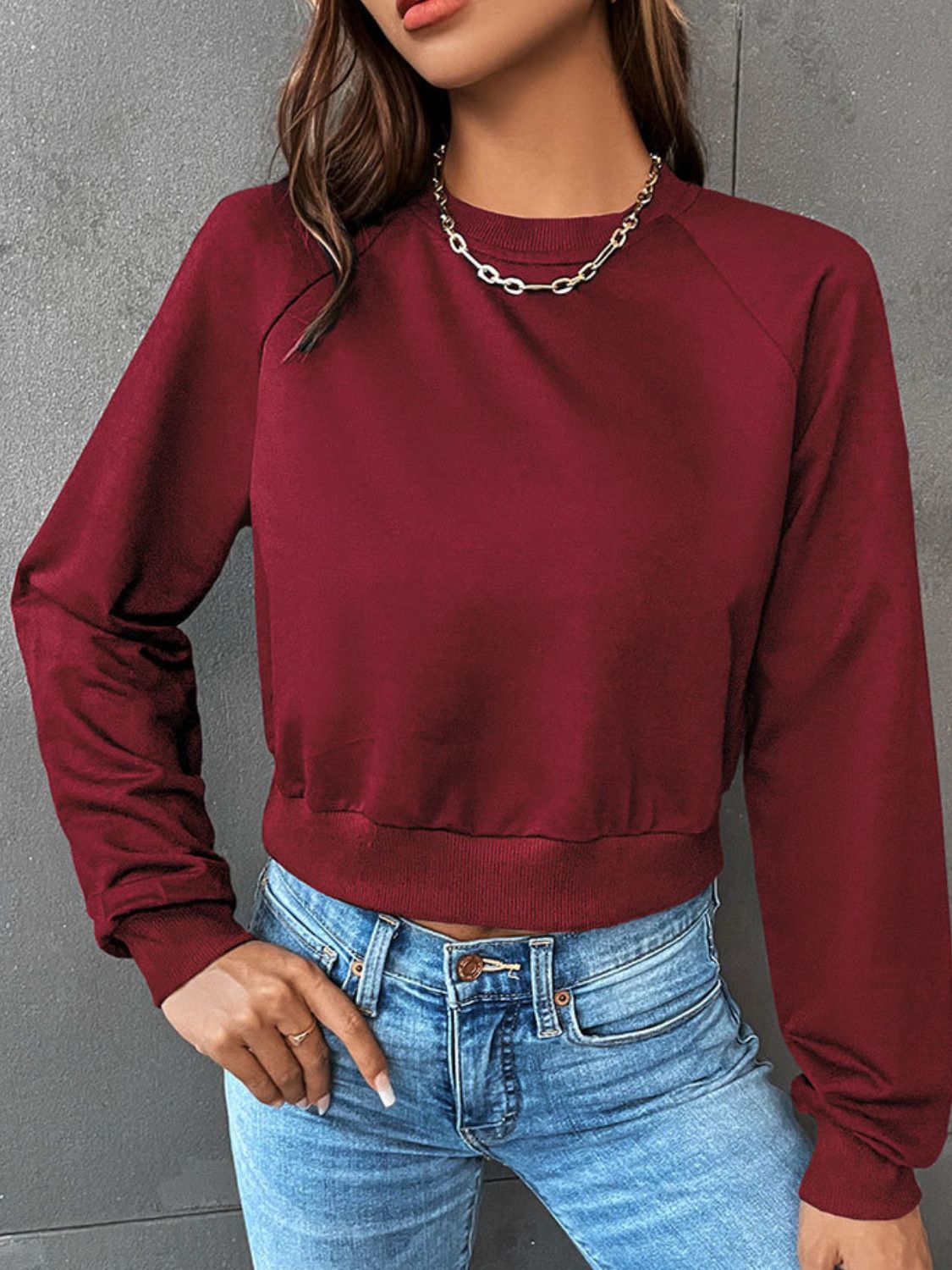 Ambrose-Rae Cropped Raglan Sweatshirt