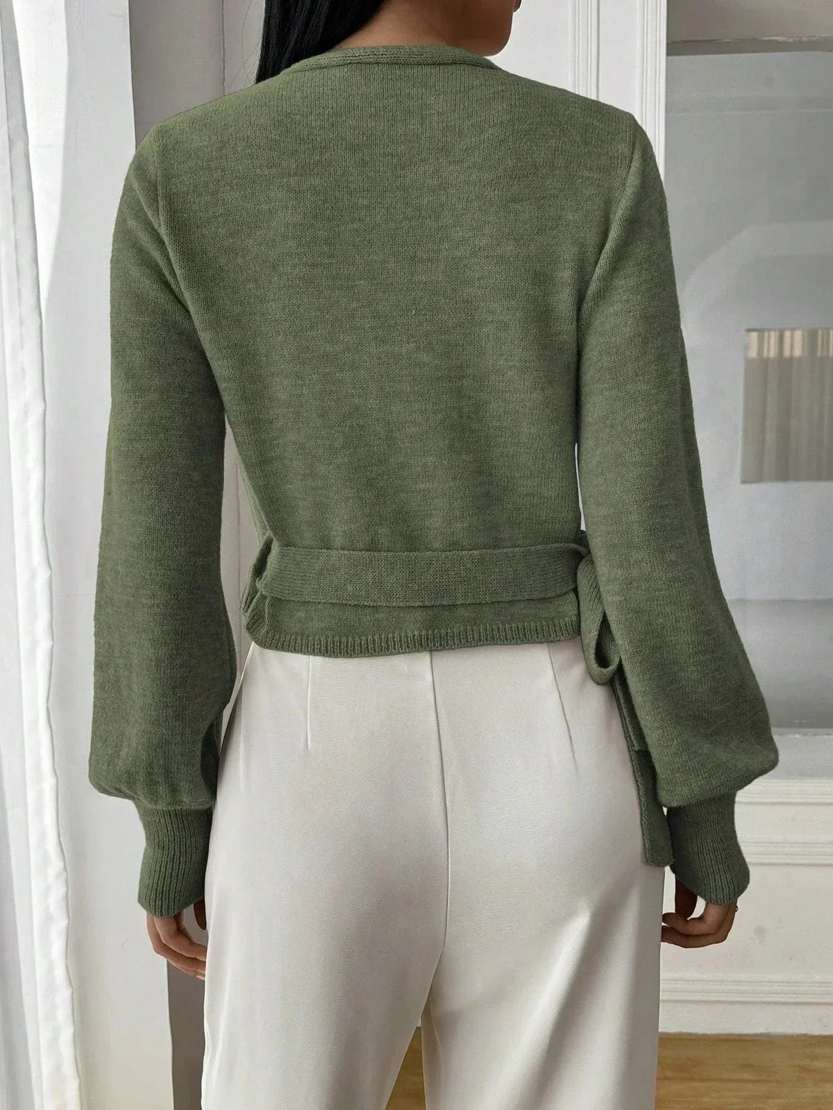 Lottie Cropped Wrap Tie Sweater