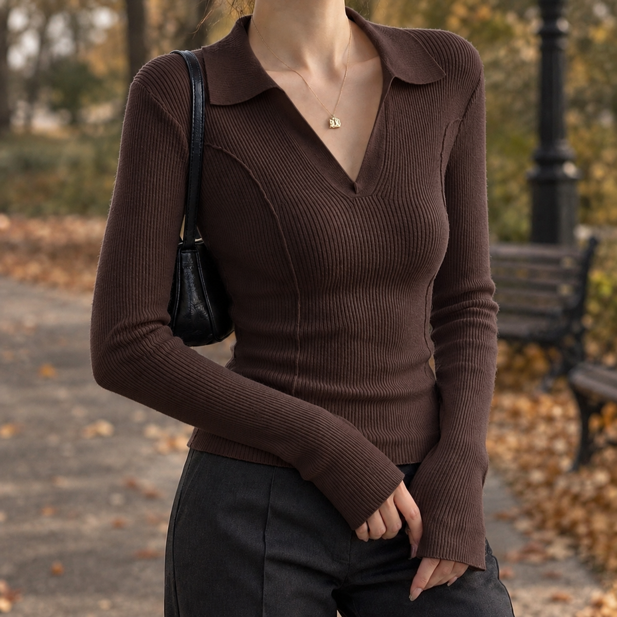 Winona-Lou Fitted Polo Collar Sweater